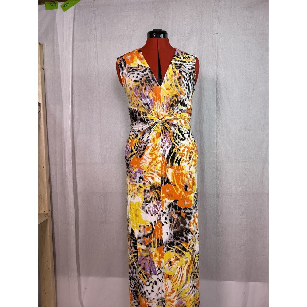 Peter Nygard Women's Sleeveless Maxi Dress Sz 8 Multicolor Animal Print D353